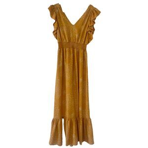 Express Women's Maxi Dress Ruffle Sleeve Yellow Size M